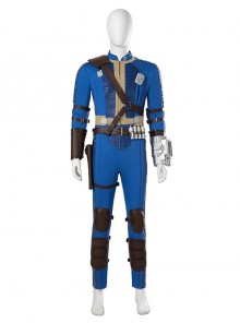 TV Drama Fallout Male Version Blue Bodysuit Suit Halloween Cosplay Costume Set Without Boots