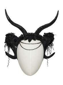 Personalized Black Three Dimensional Devil Horns With Exquisite Applique Gothic Style Headdress