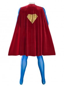 Superman 1978 Jeff East Version Battle Suit Halloween Cosplay Costume Red Cloak