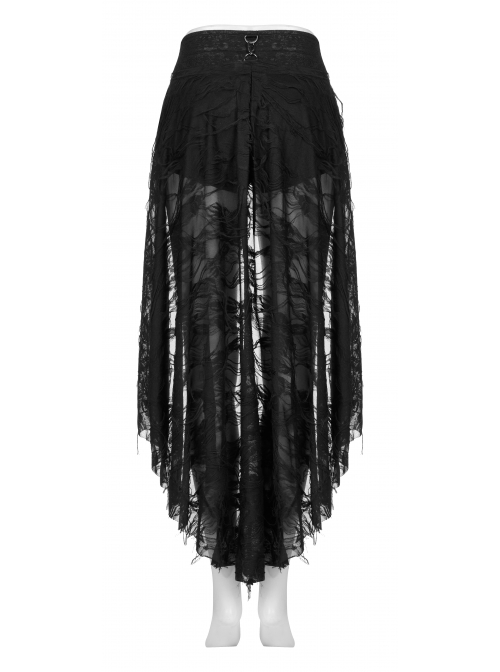Gothic Coffin Shape Design Lace Print Button Decoration Black Shorts ...
