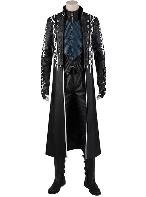 Devil May Cry 5 Vergil Black Windbreaker Suit Halloween Cosplay Costume ...
