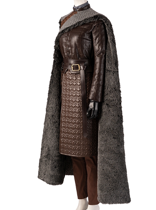 Game Of Thrones Season 8 Arya Stark Brown Leather Top Suit Halloween  Cosplay Costume Gray Cloak - Magic Wardrobes