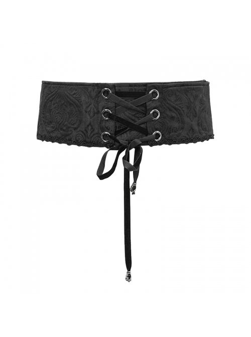 Black Adjustable Three-Dimensional Jacquard Gothic Belts - Magic Wardrobes