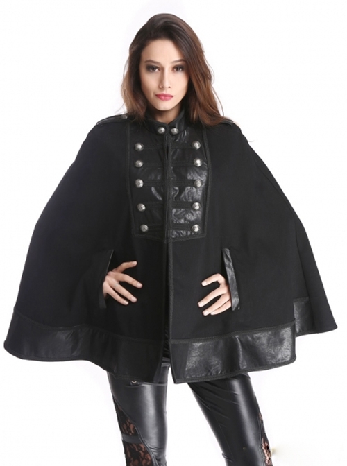 Black Retro Palace Style Gothic Double-Breasted Womens Cloak - Magic ...