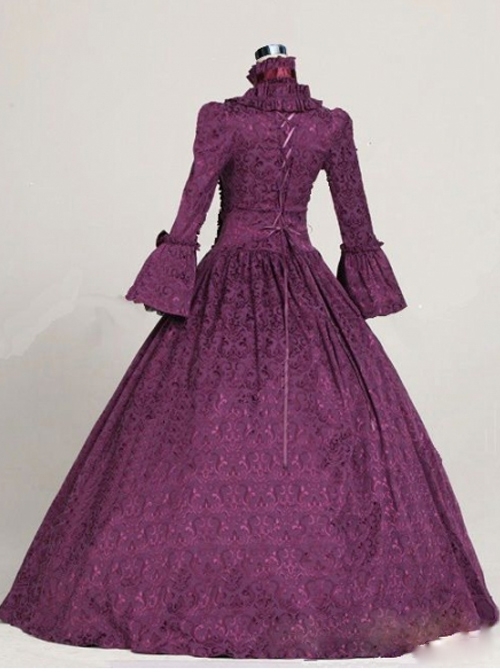 Victorian Marie Antoinette Purple Trumpet Sleeves Masked Ball Dress ...