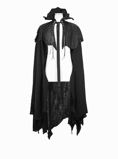 Gothic Irregular Design Black Cracked Distressed Knit Cotton-Linen ...
