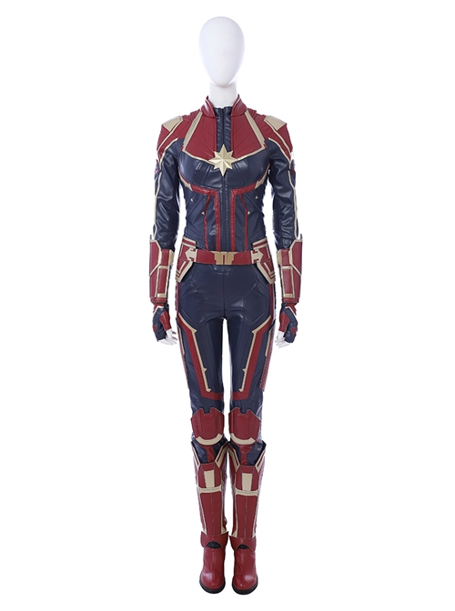 Captain Marvel Carol Danvers Red Version Battle Suit Halloween Cosplay ...